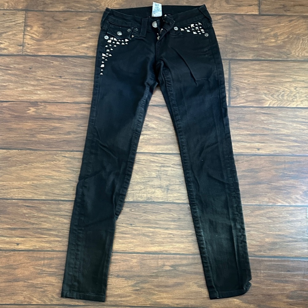 True Religion Black Skinny Jeans with Studs